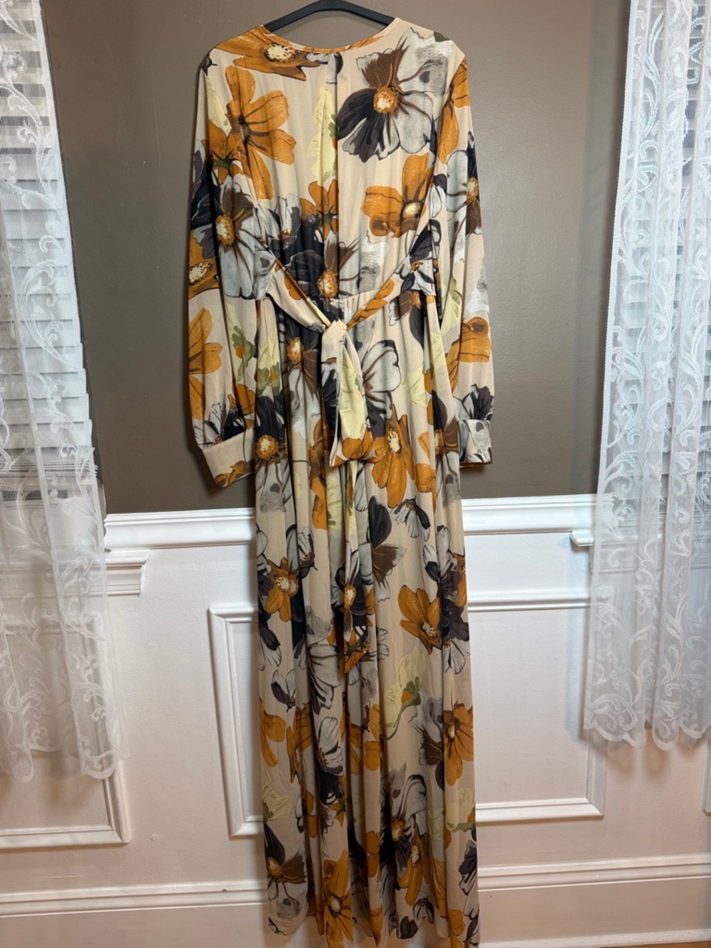 Baltic Born Floral Maxi Wrap Dress XL Boho Long Sleeve Gown NWT Flawed - Picture 5 of 11